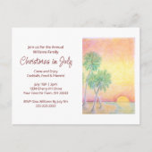 Kerstmis met tropisch strand in juli uitnodiging briefkaart (Voorkant)