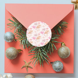 Kerstmis met tropische palmbomen ronde sticker