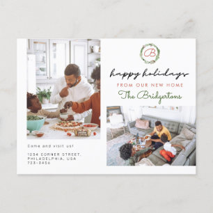 Kerstmis met twee foto-feestdagen aankondigingskaart