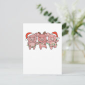 Kerstmis met varken feestdagenkaart (Staand voorkant)