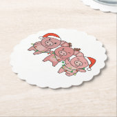 Kerstmis met varken kartonnen onderzetters (Gekanteld)