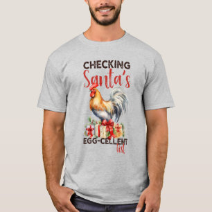 Kerstmis met Vintage Haan die Santa's Lijst Contro T-shirt