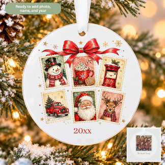 Kerstmis met Vintage Postzegelcollage Ornament
