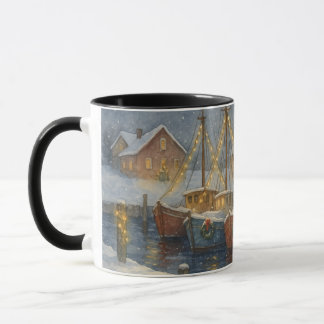 Kerstmis met Vissersboten in de Haven Mok