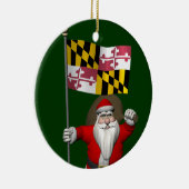 Kerstmis met vlag van Maryland Keramisch Ornament (Rechts)