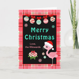 Kerstmis met vrolijke Flamingo Feestdagen Kaart
