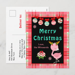 Kerstmis met vrolijke Flamingo Feestdagenkaart