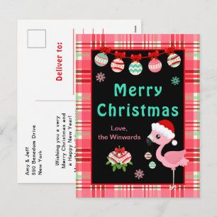 Kerstmis met vrolijke Flamingo Feestdagenkaart