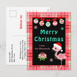 Kerstmis met vrolijke Flamingo Feestdagenkaart