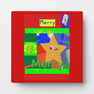 Kerstmis met vrolijke groene naam op rode achtergr fotoplaat