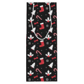 Kerstmis met witte bomen wijn cadeautas (Achterkant)