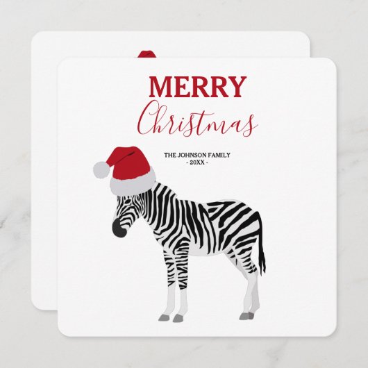 Kerstmis met Zebra Funny Animal met kerstkaart (Voorkant / Achterkant)