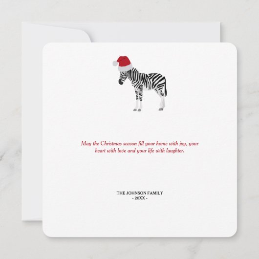 Kerstmis met Zebra Funny Animal met kerstkaart (Achterkant)