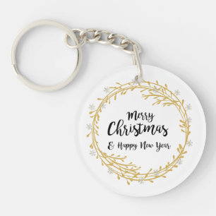 Kerstmis met zilveren glittersneeuwvlokken sleutelhanger