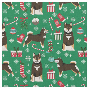 kerstmis met zwarte en tint shiba inu stof