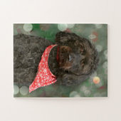 kerstmis met zwarte hond legpuzzel (Horizontaal)