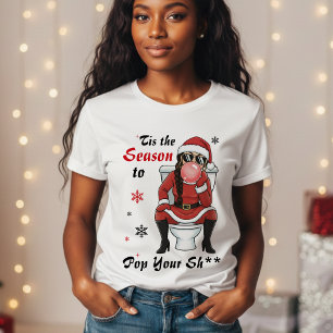 Kerstmis Mevrouw Sinterklaas Zonnebril Grappig Sto T-shirt