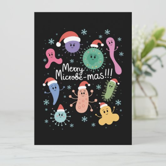 Kerstmis Microbiologie Wetenschapsleraar Microbe Feestdagenkaart (Staand voorkant)