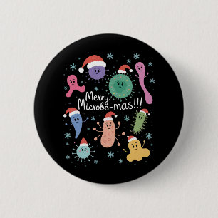 Kerstmis Microbiologie Wetenschapsleraar Microbe Ronde Button 5,7 Cm