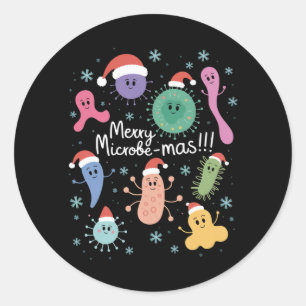 Kerstmis Microbiologie Wetenschapsleraar Microbe Ronde Sticker