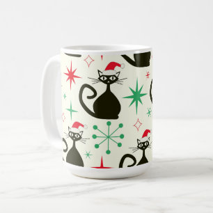 Kerstmis Mid Century Retro Atomaire Katten  Koffiemok