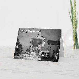 Kerstmis, middeleeuwse televisie uit 1950, zwart-w feestdagen kaart