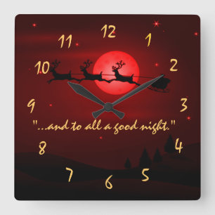 Kerstmis Midnight Red Wall klok