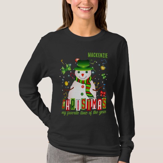 Kerstmis Mijn favoriete Jaar met Snowman T-shirt (Voorkant)