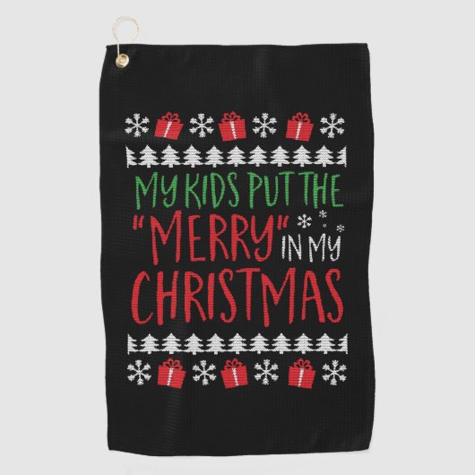 Kerstmis - Mijn kinderen zetten de vrolijkheid in Golfhanddoek (Voorkant)