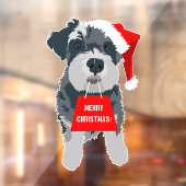 Kerstmis Miniatuur Schnauzer Dog Santa Hat Raamsticker (Vel 2)