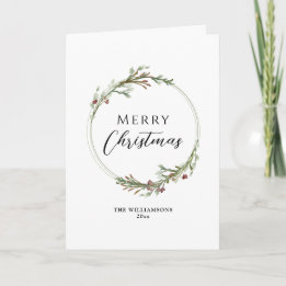 Kerstmis Minimaal Watercolor Krans Feestdagen Kaart