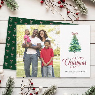 Kerstmis Minimale Boom Foto Vakantiewenskaart Feestdagenkaart