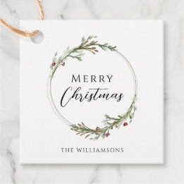 Kerstmis Minimalistische Krans Bedankjes Labels