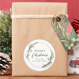 Kerstmis Minimalistische Krans Ronde Sticker