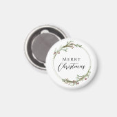 Kerstmis Minimalistische Krans Wit Magneet (Voorkant / Achterkant)
