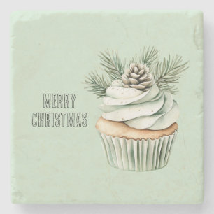 Kerstmis Mint Dennenkegel Cupcake Stenen Onderzetter