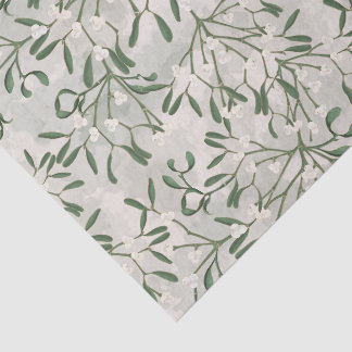 Kerstmis Mistletoe Groen & Wit Botanisch Tissuepapier