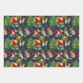 Kerstmis, , mistletoe, poinsettia-bloem  inpakpapier vel (Voorkant 3)