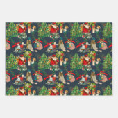 Kerstmis, , mistletoe, poinsettia-bloem  inpakpapier vel (Voorkant)