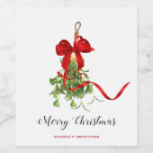 Kerstmis Mistletoe Wijn Etiket (Enkel label)