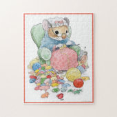 Kerstmis Mittens Knitting Mouse Puzzle Legpuzzel (Verticaal)