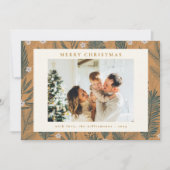 Kerstmis Modern Boho Botanical Greenery Two Foto Feestdagenkaart (Voorkant)