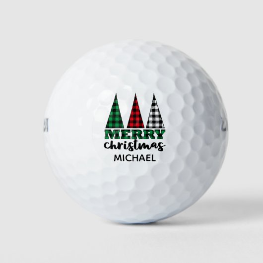 Kerstmis Modern geruite bomen Persoonlijk Golfballen (Voorkant)