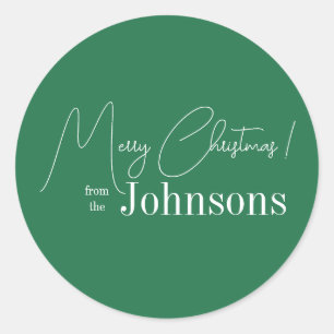 Kerstmis Modern Groen Gezin Ronde Sticker