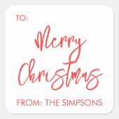 Kerstmis Modern Minimalistisch Script Vierkante Sticker (Voorkant)