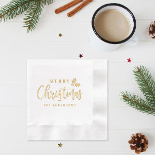 Kerstmis Modern Schrift Persoonlijke Vakantie Folie Servetten