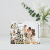 Kerstmis Modern Script Familie Fotocollage Feestdagenkaart (Staand voorkant)