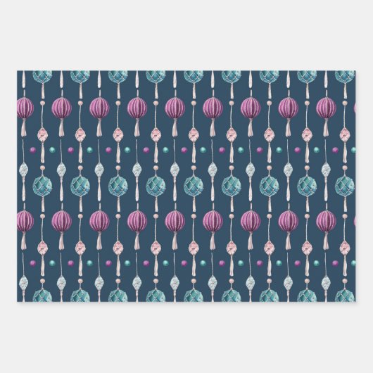 Kerstmis Modern Stunning Bauble Pattern Inpakpapier Vel (Voorkant)