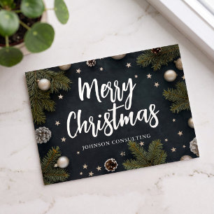 Kerstmis Moderne Dennen Ornamenten Sterren Folie Feestdagen Briefkaart