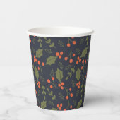 Kerstmis Moderne feestdag Holly Greenery Papieren Bekers (Achterkant)